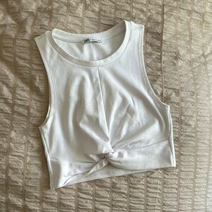 White Cropped Tank Top